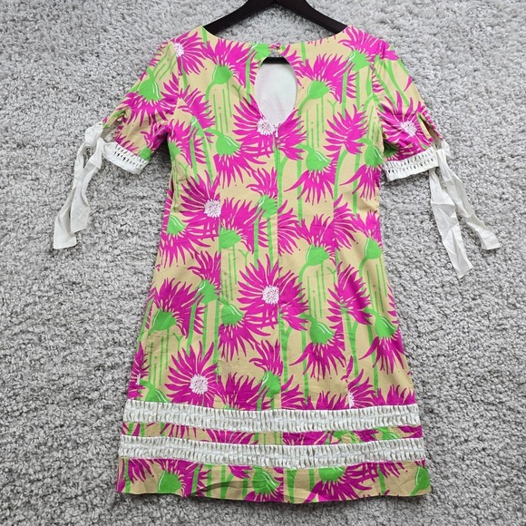Lilly Pulitzer Dress Womens 2 Pink Green Lined‎ Floral Colorful Resort Vacation - Picture 8 of 12